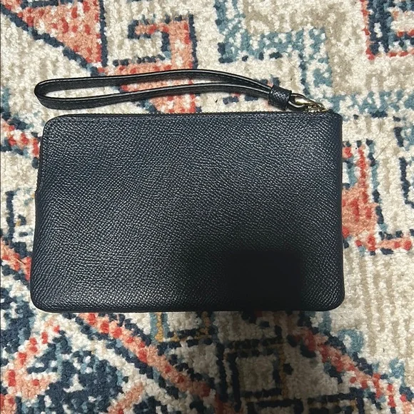 Coach Dark Blue Leather Wristlet - Picture 2 of 4